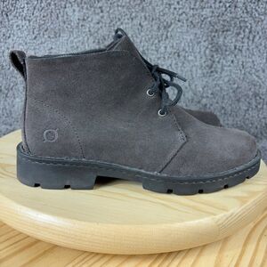 Born Banni Chukka Boots Womens Size 6.5 Grey Suede Lace Up Ankle High Booties